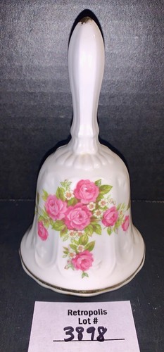 Vintage Brinton Bone China Bell Floral Rose Bell in White and Pink
