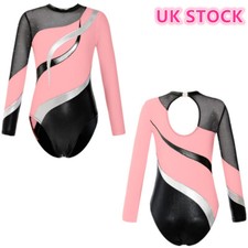 UK Gymnastics Leotards for Girls Long Sleeve Ballet Dancewear Bodysuit Leotard