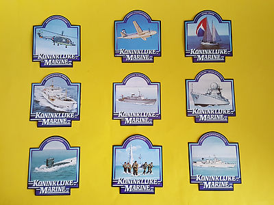 Set of (9) Vintage Royal Netherlands Navy Stickers - Koninklijke Marine - 