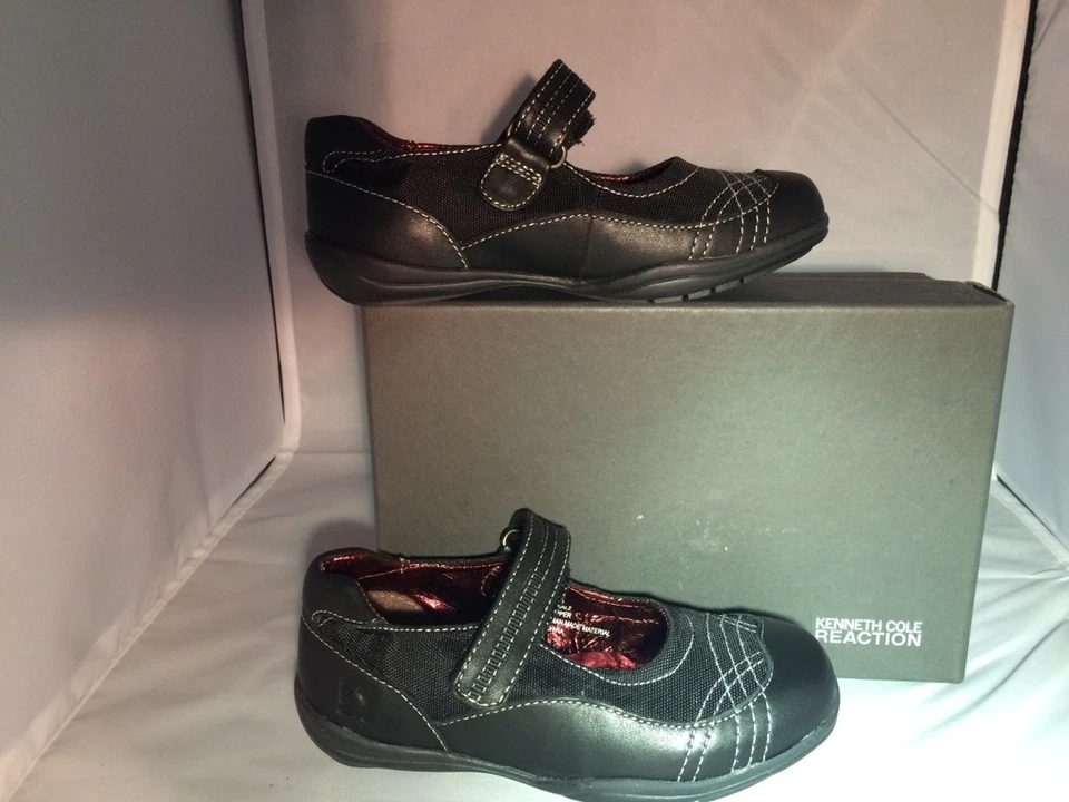 Zapatos Kenneth Cole Cuero Negro MaryJanes Zapatos Escolares Nuevos Niñas Talla 4 M Foto 4 de 4