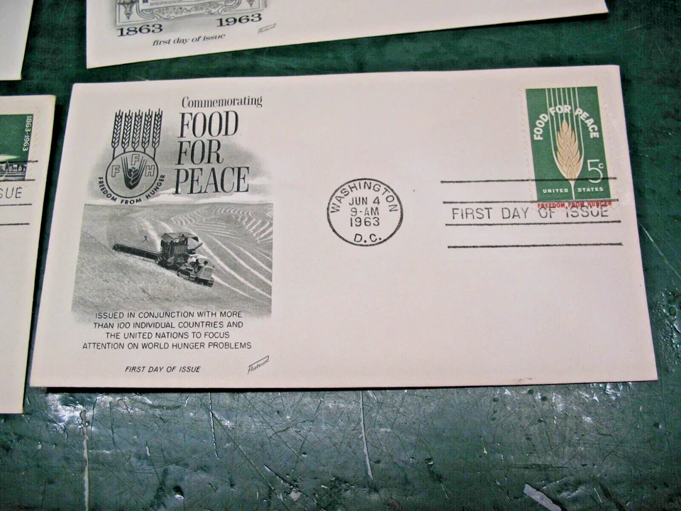 FIRST DAY OF ISSUE CORDELL HALL ABE LINCOLN W VIRGINIA FOOD FOR PEACE 1963 - Image 4 of 4