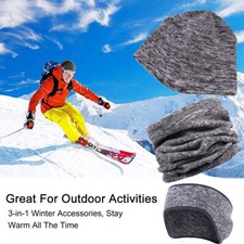 Winter Warm Cap Hat Neck Gaiter HeadBand Set Soft Quality for Outdoor Sports