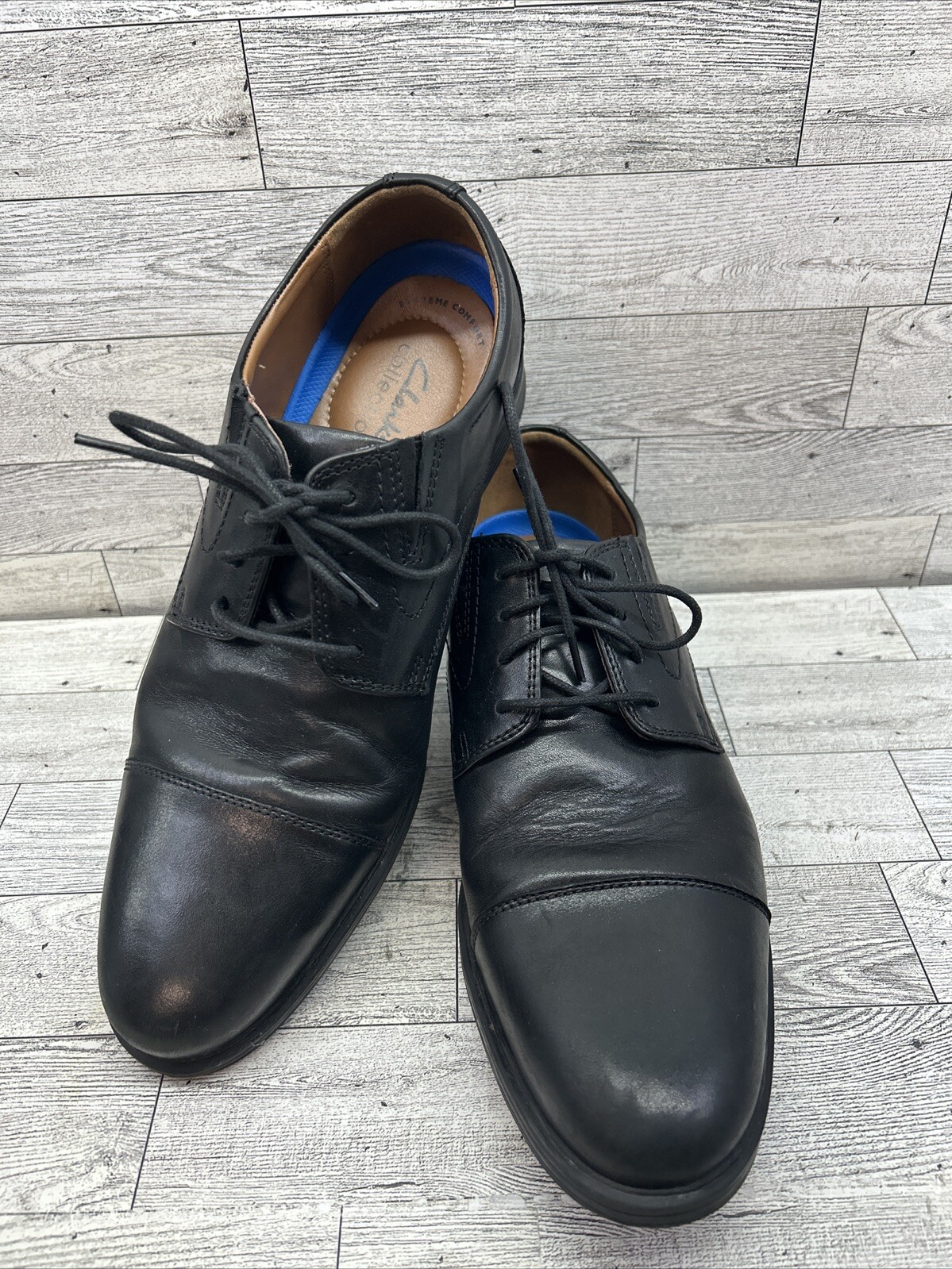 SAOLA Scarpe eleganti Oxford Clarks Whiddon Cap in pelle nera da uomo taglia 8 5 W