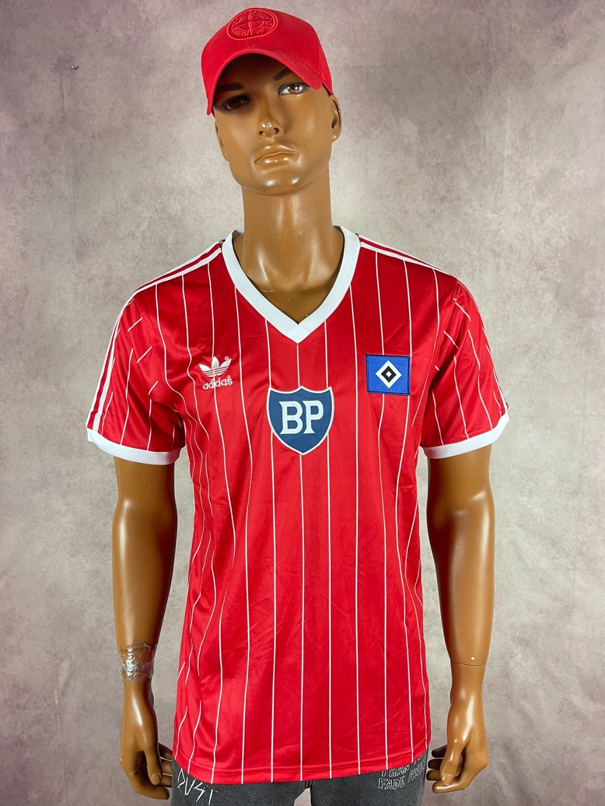 Vtg Adidas Hamburg 1983 1984 Germany Football Fan Shirt Jersey Red White Size M