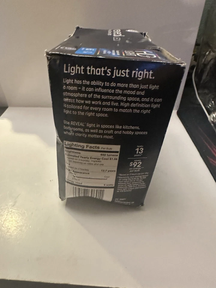 Ge Reveal HD+ LED Light Bulbs, 650 Lumens,  1-Pk OF 2 BULBS (9w) Dwkhome - Image 2 of 4