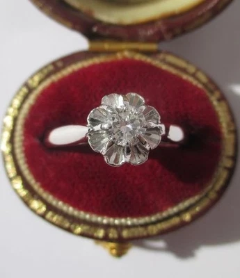 Bague fiançailles solitaire Diamant 0,30 carats HSI - Or blanc 18 k platine 3g - Photo 1/4