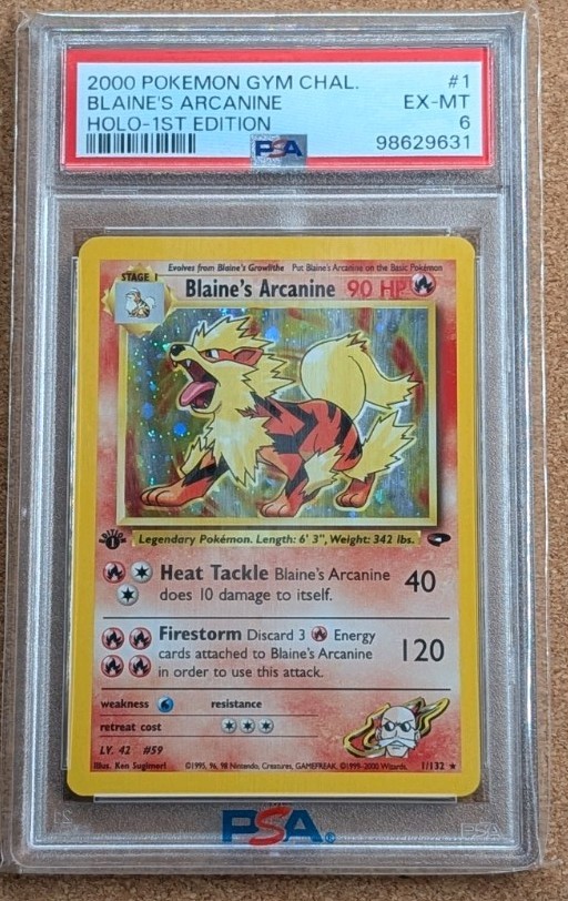 Pokemon Blaine's Arcanine Gym Challenge 1st Edition Psa 6