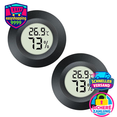 Hygrometer Thermometer Digital Indoor Outdoor Feuchtigkeitsmesser Schwarz 2er