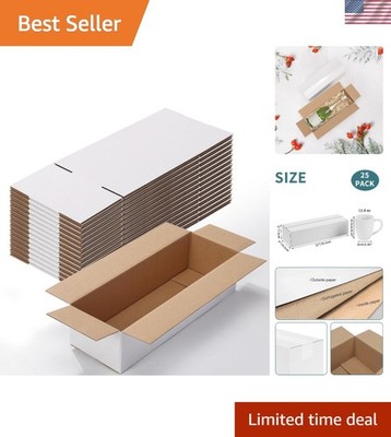 Set of 25 Eco-Friendly 12x4x3 Corrugated Boxes for Gifts and Small Item Shipping