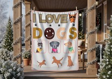 I Love Dogs Cute Gift Cozy Christmas Blanket