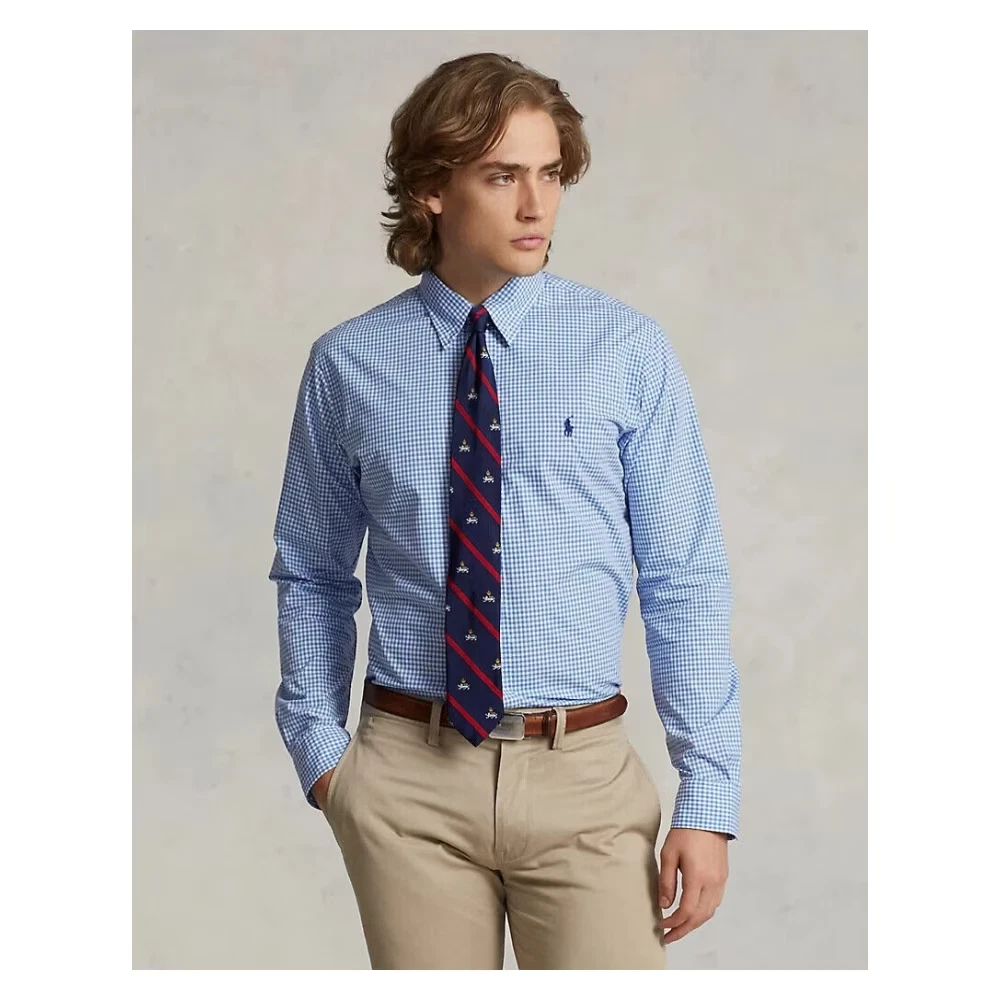 POLO RALPH LAUREN Gingham Blue Dress Shirt Lighweight Cotton Classic Fit 3XB