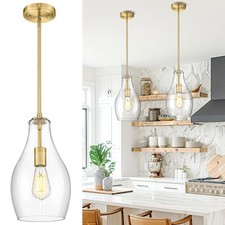 Gold Pendant Lights Kitchen Island, 8" Large Hanging Light Fixtures with Clea...