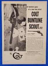 1959 CLASSIC COLT BUNTLINE SCOUT .22 CALIBER PISTOL ORIGINAL FIREARM PRINT AD