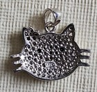 Sterling Silver (925) Cat (with Whiskers)  Pendant with Simulated Diamonds — photo 3
