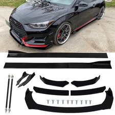 For Hyundai Veloster 13-20 Front Bumper Lip Spoiler Splitter Gloss Black Side S