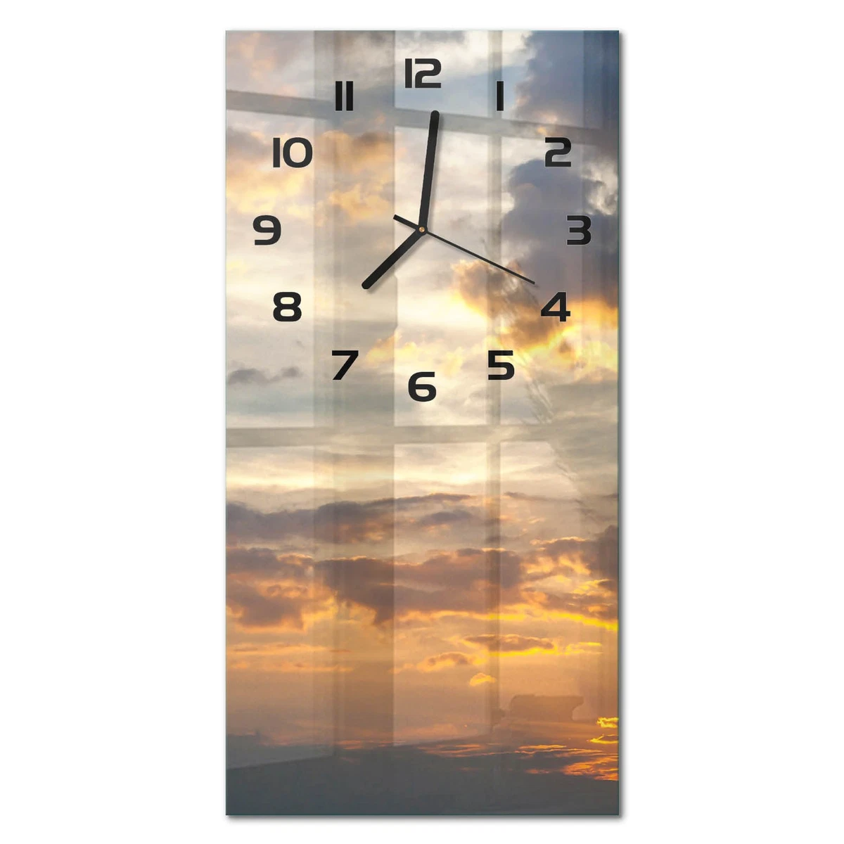 Reloj de Pared Rectangular Vertical Premium de Cristal Atardecer 30x60 cm