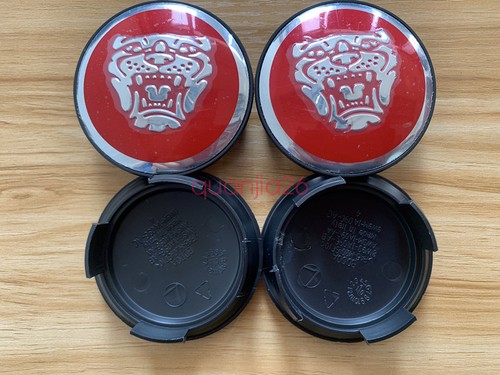 Set of 4x FOR Jaguar Center Wheel Hub Caps 59MM Red/Chrome S-type X-Type XJR - Picture 5 of 7
