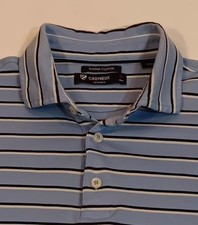 Cremieux Classics Men's Soft Cotton Lt. Blue W/Navy White Striped S/S Polo