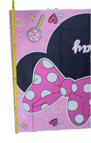 Minnie Mouse Happy Birthday backdrop Pink 47”x 71” NEW - Picture 2 of 4