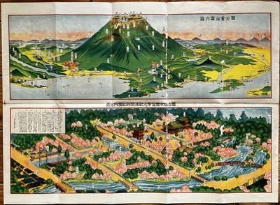 Bird's eye view ''Guide to Mt. Fuji'' Panoramic view of the grounds of Mt. Fuji