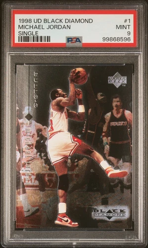 Michael Jordan 1998 Upper Deck Black Diamond Basketball Card #1 Graded PSA 9