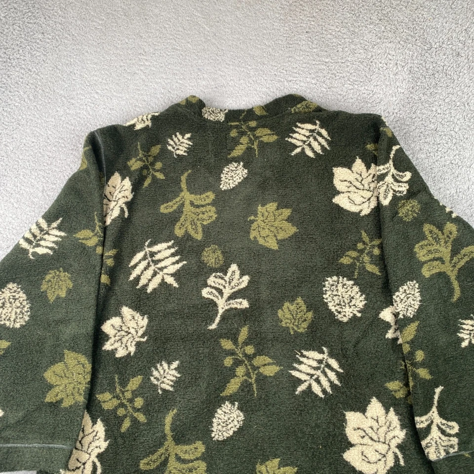 Vintage Woolrich Sweater Womens Large Green Floral Fleece V-Neck USA Made - Image 4 of 4