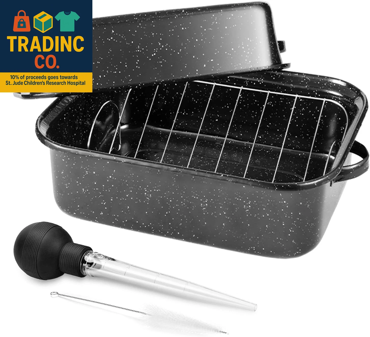 21Inch Roasting Pan, Extra Large Rectangle Roasting Pan with Rack, 25Lb Capacity