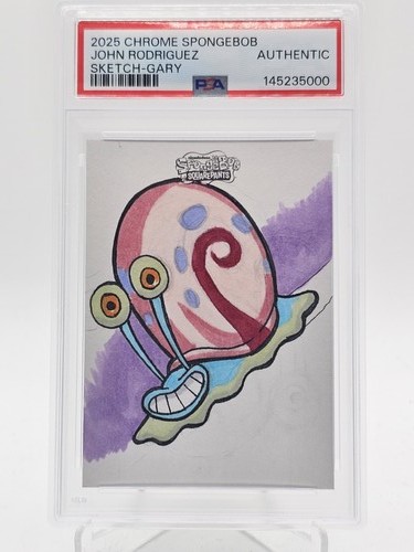 GARY 2025 TOPPS CHROME SPONGEBOB SKETCH CARD AUTO 1/1 PSA AUTH Q0398