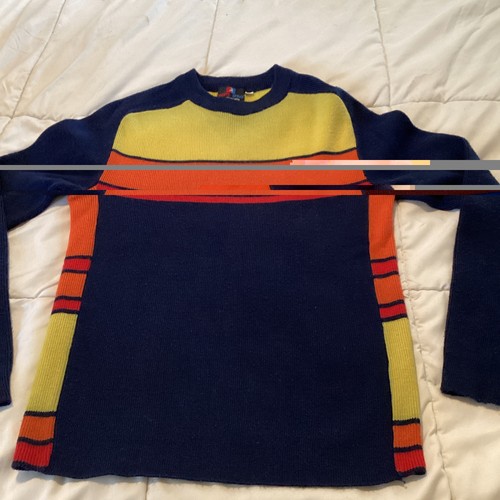 Super Rad Retro Color Block Ski Sweater 70’s Hong Kong Youth XL Acrylic / Wool