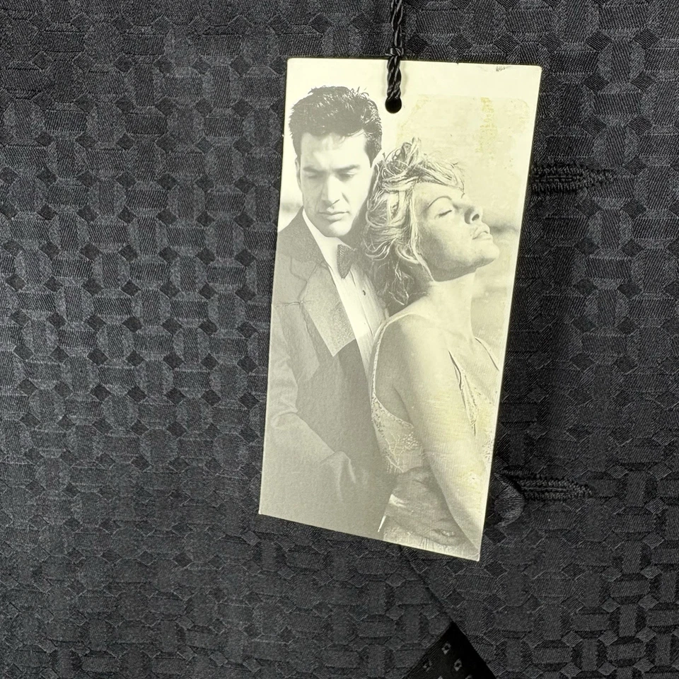 Bill Blass Men's Large Black Silk Jacquard Button Front Formal Menswear Vest NWT - Image 3 of 4