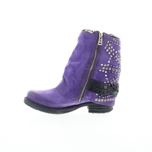 A.S. 98 Sid Womens Purple Leather Zipper Casual Dress Boots 3 - Picture 5 of 8