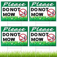 Soaoo 4 Pcs Please Do Not Mow Sign with Metal H Stake 12 x 9 Inches No Mow Ma...