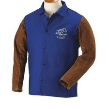 Black Stallion FRB9-30C/BS-L FR Cotton Cowhide Hybrid Welding Jacket, Large