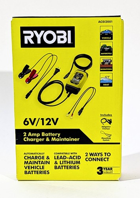 #ad RYOBI AC0i2001 6V 12V 2A Battery Charger amp; Maintainer Float Mode LED $23.87