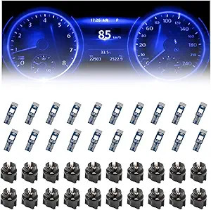 20PCS Super Bright T5 37 74 LED Dash Light Bulbs with Twist Lock S Color: Blue