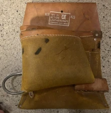 Vintage Action Leathercraft 823 Tool Belt Genuine Brown Leather W/out Belt
