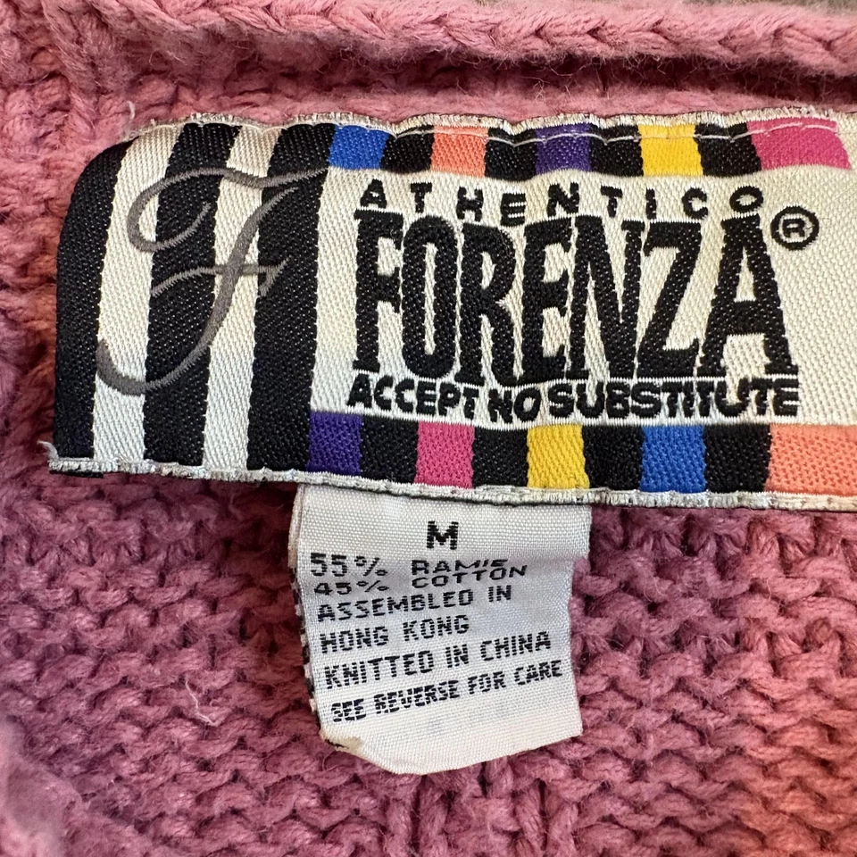 Suéter Forenza Vintage Mujer Medio Rosa Tejido con Cable Pescador Cuello Redondo Años 90 Foto 2 de 4