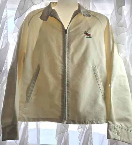 OFF WHITE Giacca Moose Lodge Vintage Alce Logo Abbonamento Premio Off White Zip Anteriore XL