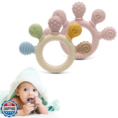 HippoBaby Silicone Teether for Babies 2-Pack   Soft and Easy Grip Teething To