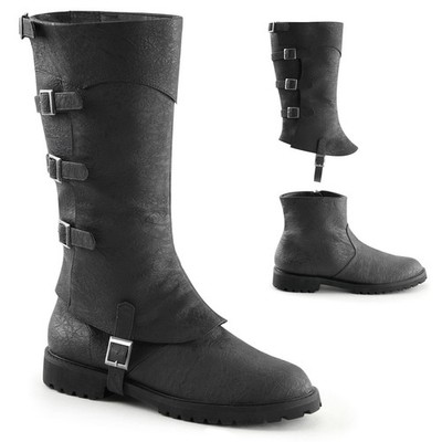 Pleaser Funtasma Men'S Detachable Cuff Knee High Buckle Boots Low 1 2'' Flat