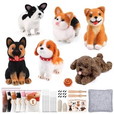 6 Pcs Needle Felting Kit, Animal Needle Felting Beginner Kits Wool Felt Dog
