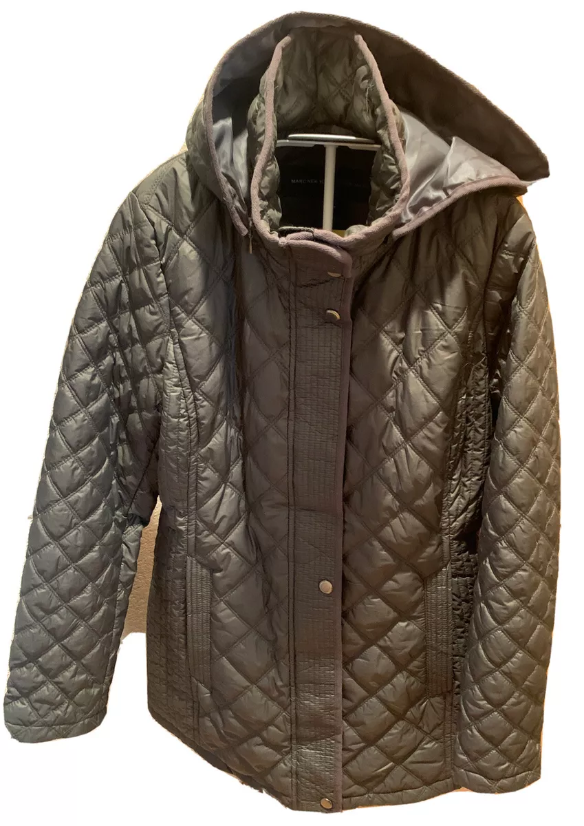 NWT WOMENS MARC NEW YORK ANDREW MARC QUILTED HOODED JACKET COAT Dark Green Small