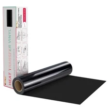 HTVRONT Heat Transfer Vinyl Rolls 12'' x 8FT/ 20FT Iron on Vinyl - BLACK