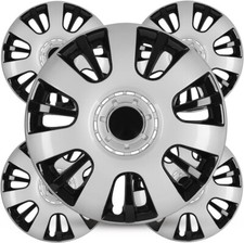 14 4-pack Silverblack Wheel Covers Snap On Hub Caps For R14 Tire Steel Rim