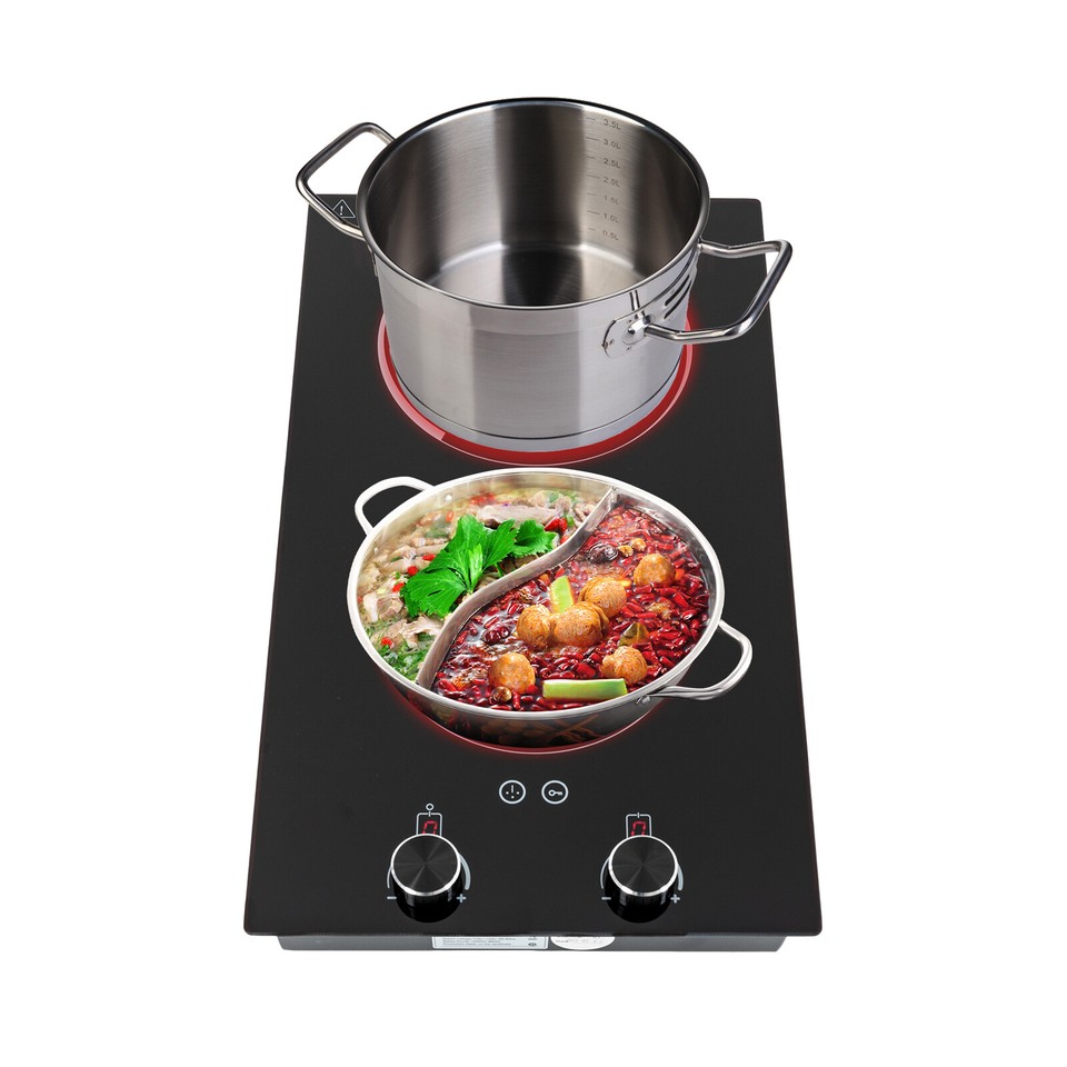 2Burner Electric Induction Cooktop Stove Top Touch Control Child Lock