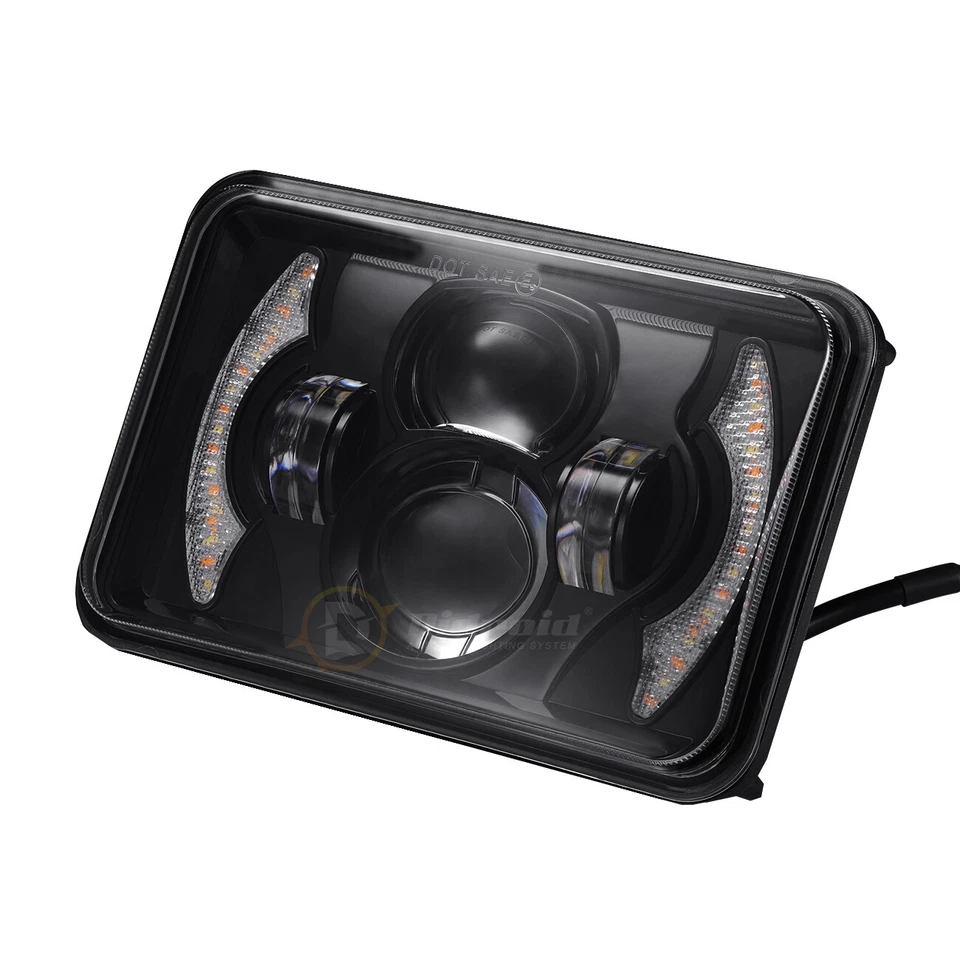 2x 4x6" DRL Hi-Lo Projector LED Headlight 120W For Chevy Mercury Plym Pontiac - Image 2 of 4