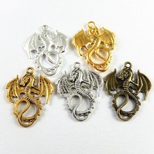 10pcs 5 Color Alloy Flying Dragon Shaped Necklace Pendant Charms Jewelry Finding
