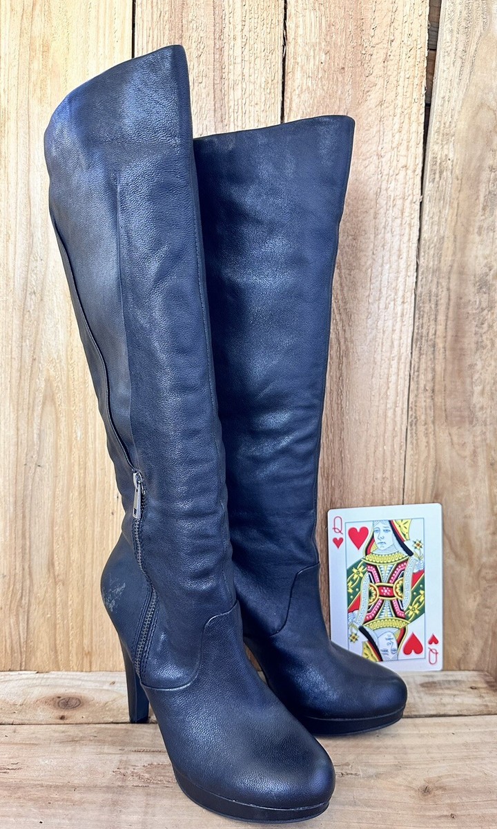 Jessica Simpson Black Leather Boots Tall Platform Size 8 | eBay