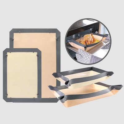 Silicone Fiber Baking Mat With Buckle, No Leak & Non Stick Cookie Sheet Mat