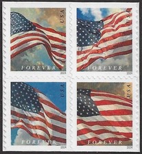 USA Sc. Banderas 5886a (F) 2024 MNH APU bklt. bloque de 4*